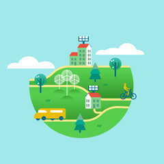 Fototapeta premium Eco friendly green world concept with clean energy