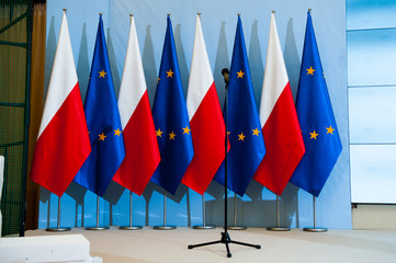 flagi Polski Unii Europejskiej - obrazy, fototapety, plakaty