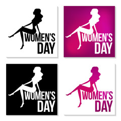 Card 8 March with silhouette of a girl