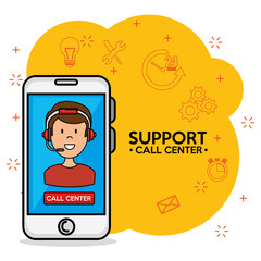 call center support concept vector illustration graphic design