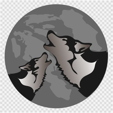 recommend clip art: The black silhouette of a wolf on a background of the moon. The wolf howls. Vector illustration.