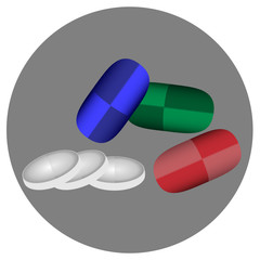 Medicine Pills. Colorful Tablets and Capsules. Vector Flat Design EPS 10