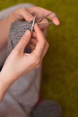 young girl knits, knitting, hobbies, master class, creativity