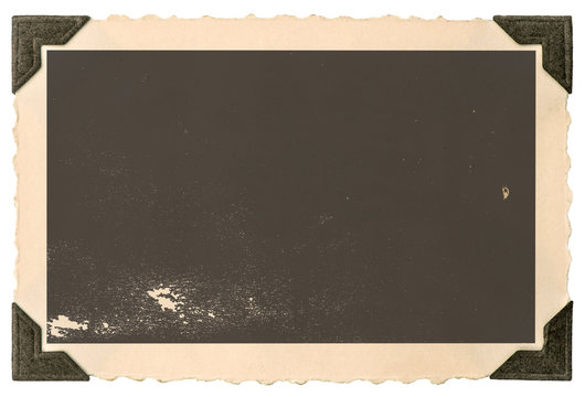Vintage paper photo card corner isolated white background