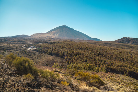 eide National Park, Tenerife, Canary Islands - A picturesque view of the colourful Teide volcano, or in spanish 'Pico del Teide'. The tallest peak in Spain with an elevation of 3718 m