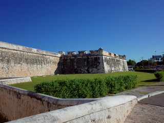 The fortifications to protect against pirates in the walled city of Campeche in Mexico