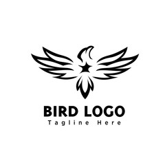 Elegant abstract classic brush art eagle bird logo