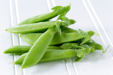 Freshly picked sugar snap peas.