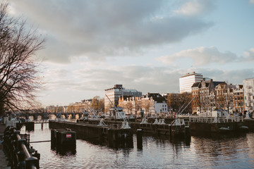 Obraz premium gates for boats on Amsterdam Canal