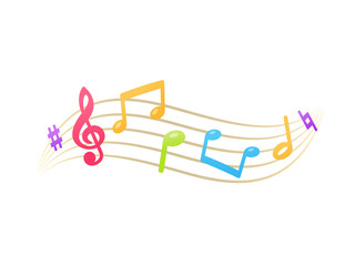 Colorful music notes and signs vector illustration