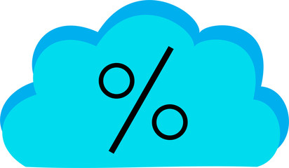Cute, small, blue cloud with a sign of percentages