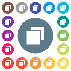 Overlapping elements flat white icons on round color backgrounds