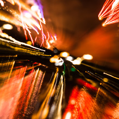 distorted fireworks on the coast