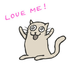 Cute gray cat wants love. Vector Illustration
