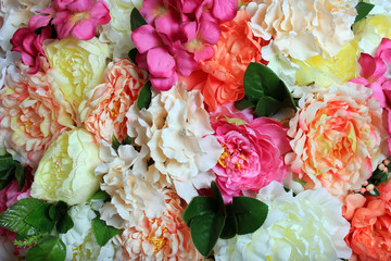 Artificial flowers background
