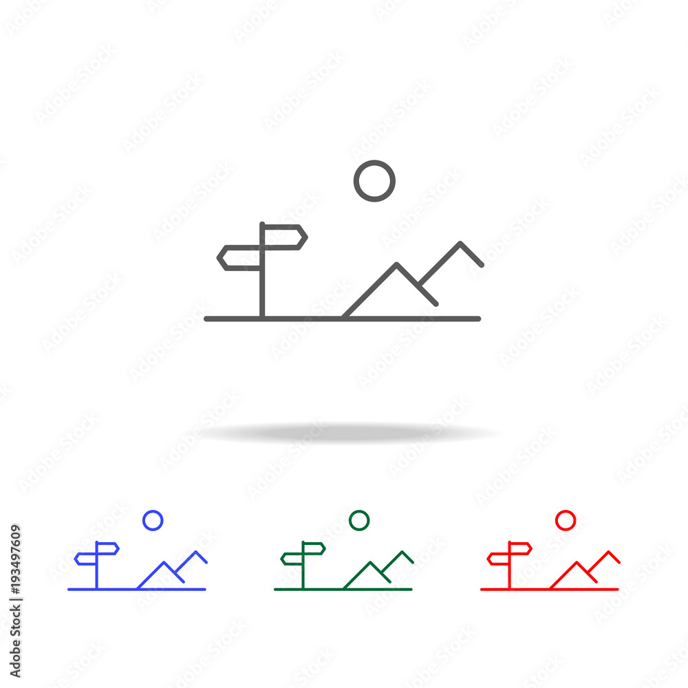 Poster mountain sign icon line. elements in multi colored icons for mobile concept and web apps. icons for 