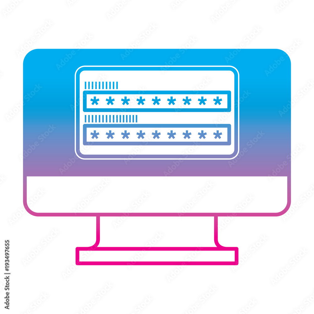 Aufkleber screen computer password login access vector illustration degrade color line graphic