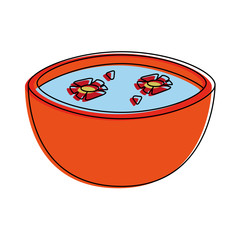 flowers in hot water aromatherapy icon image vector illustration design 