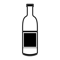 liquor bottle with blank label icon image vector illustration design  black and white