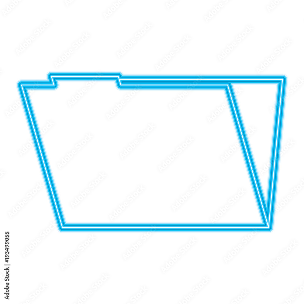 Poster folder file data information system storage vector illustration blue neon line image