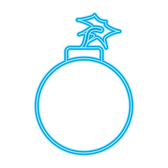 Fototapeta premium bomb danger explotion error attack icon vector illustration blue neon line image