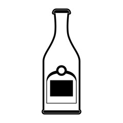 liquor bottle with blank label icon image vector illustration design  black and white