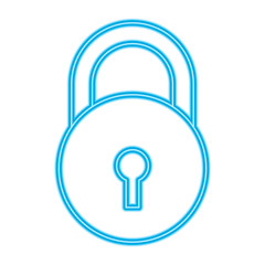 close padlock security protection data cyber safety vector illustration blue neon line image