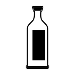 liquor bottle with blank label icon image vector illustration design  black and white