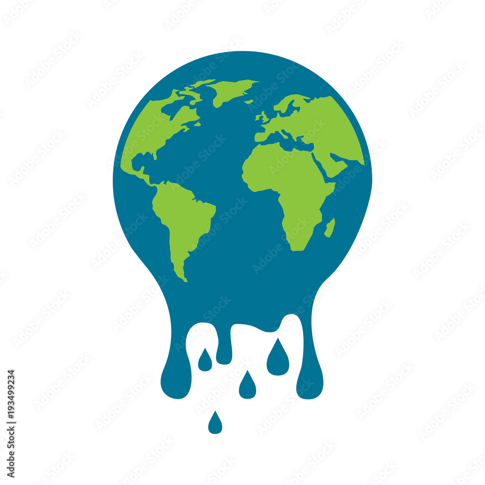 Wall mural melting globe planet earth warming environment concept vector illustration