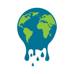melting globe planet earth warming environment concept vector illustration