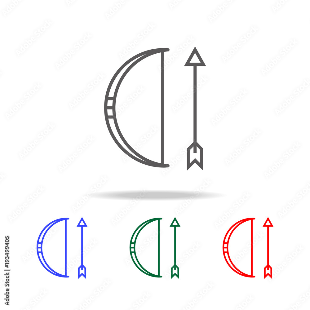 Poster bow and arrow icon. elements in multi colored icons for mobile concept and web apps. icons for websi
