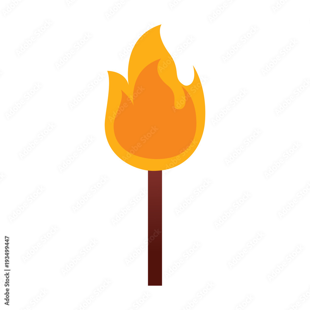 Poster fire stick burn hot flame icon vector illustration