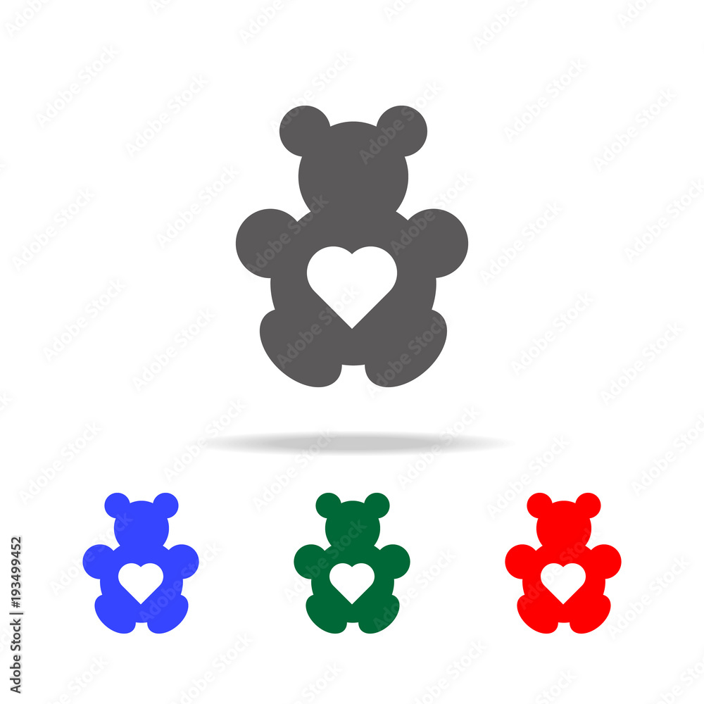 Poster Teddy bear with heart icon. Elements in multi colored icons for mobile concept and web apps. Icons for website design and development, app development