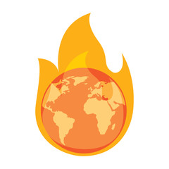 earth on fire planet is burning disaster warning vector illustration