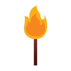fire stick burn hot flame icon vector illustration