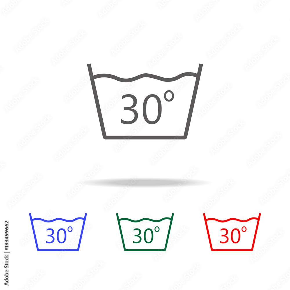 Poster delicate gentle 30 degrees washing laundry symbol line icon. elements in multi colored icons for mob