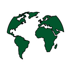 silhouette world map location planet vector illustration