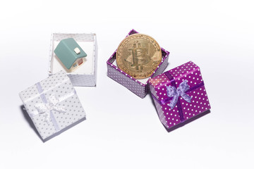 Bitcoin in a gift box