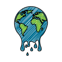 melting globe planet earth warming environment concept vector illustration drawing graphic