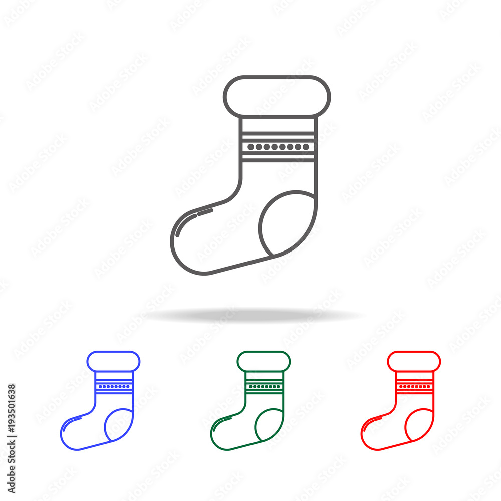 Poster christmas socks icon. elements in multi colored icons for mobile concept and web apps. icons for web