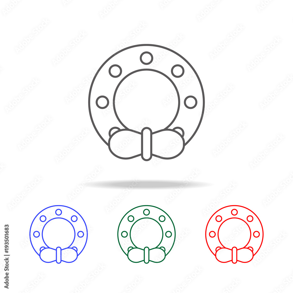 Poster christmas wreath line icon. elements in multi colored icons for mobile concept and web apps. icons f