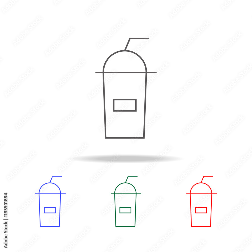 Poster silhouettes of plastic cup line icon. elements in multi colored icons for mobile concept and web app