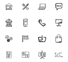 Doodle Business icons set