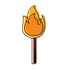 fire stick burn hot flame icon vector illustration