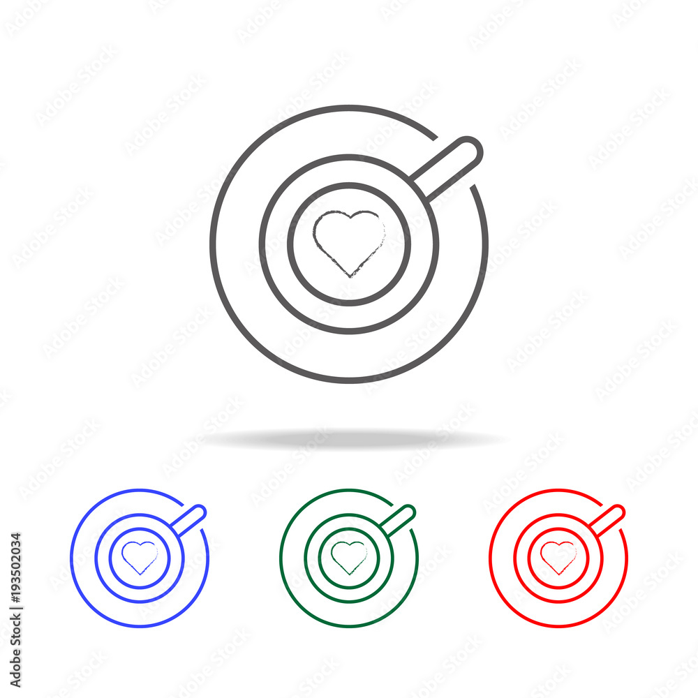 Poster cup of cappuccino with heart line icon. elements in multi colored icons for mobile concept and web a