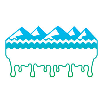 melted landscape mountains water disaster vector illustration degrade color line graphic