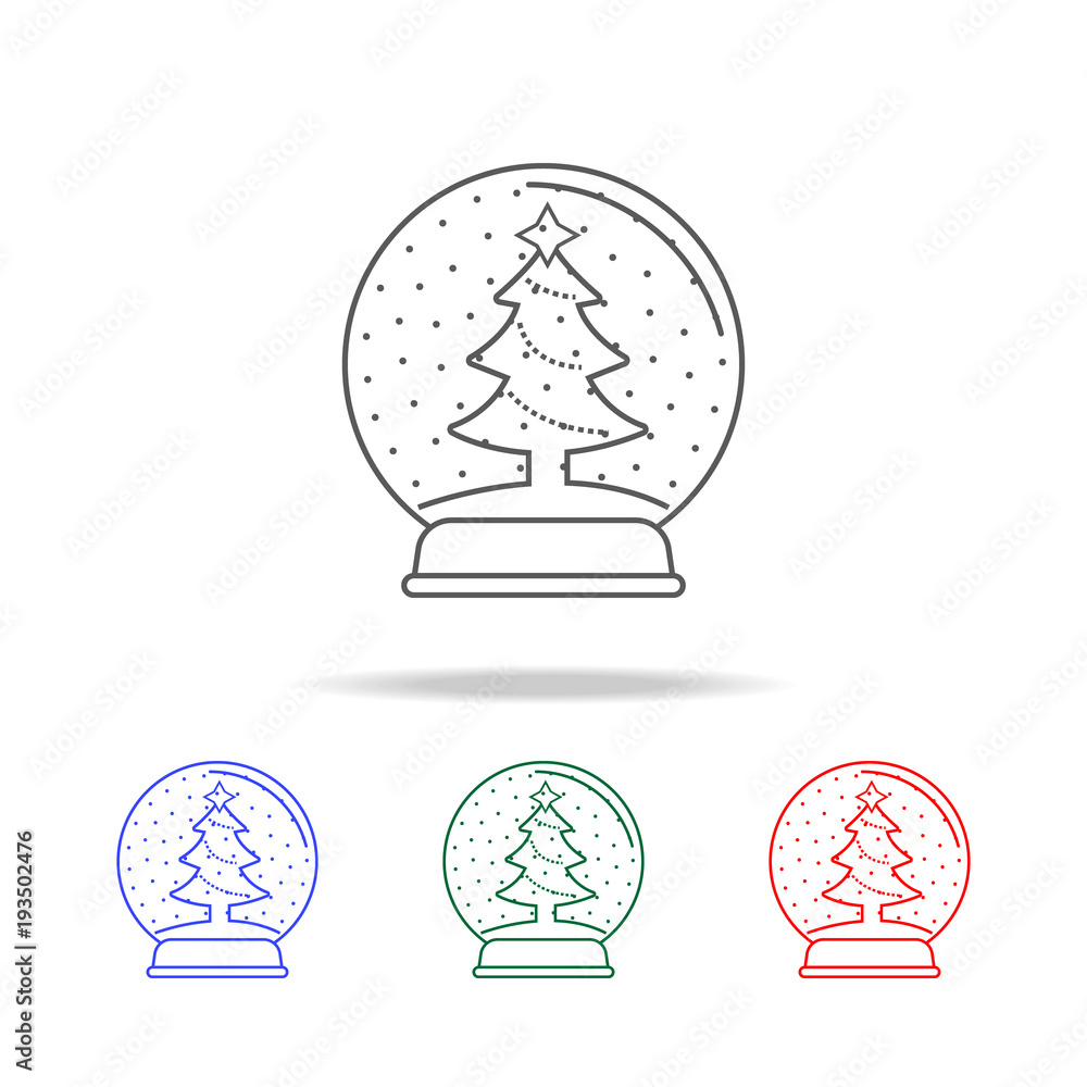Poster christmas ball with a christmas tree icon. elements in multi colored icons for mobile concept and we