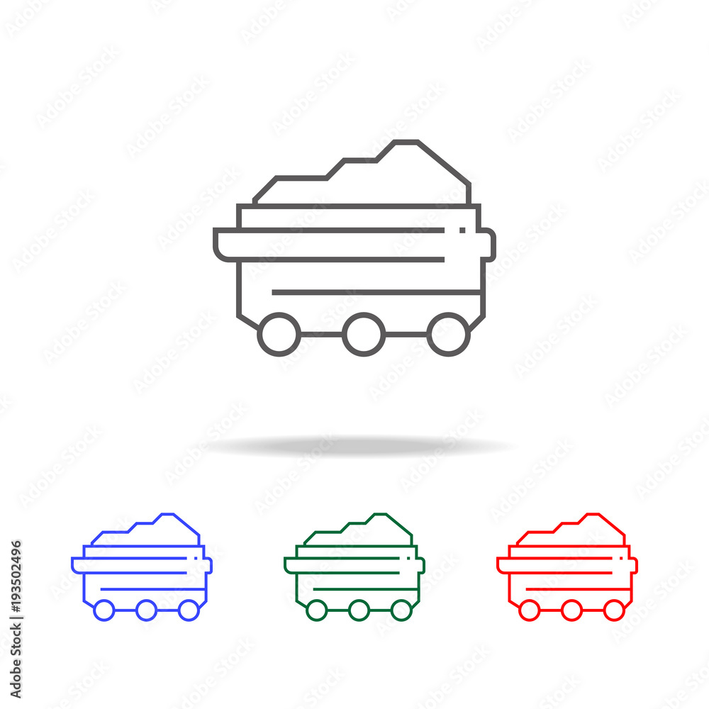 Poster trolley in a mine icon. elements in multi colored icons for mobile concept and web apps. icons for w