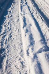 Tyre tracks in the snow