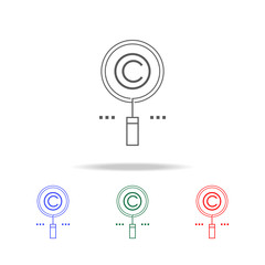 copyright search icon. Elements in multi colored icons for mobile concept and web apps. Icons for website design and development, app development